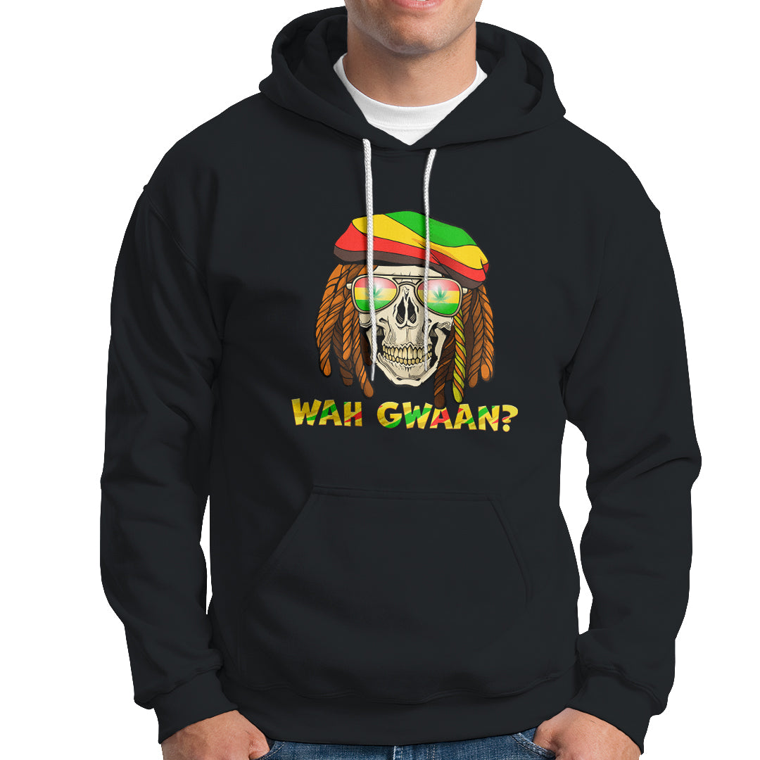 Jamaica Hoodie Wah Gwaan Jamaican Skull Pride Jamaica Flag Reggae Vacation - Wonder Print Shop