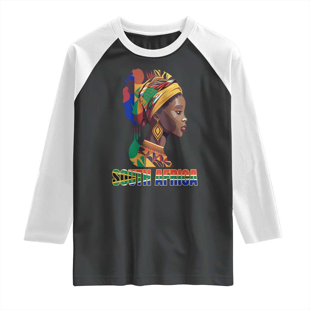 South Africa Pride Raglan Shirt Black African Woman