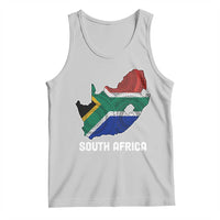 Gray tank top with South Africa map flag graphic and 'SOUTH AFRICA' lettering