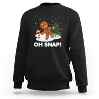 Black Christmas sweatshirt with gingerbread graphic and “OH SNAP!” text