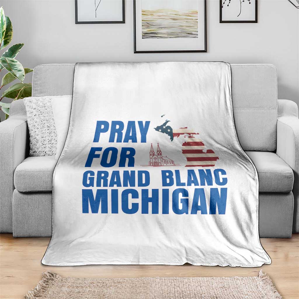Pray for Grand Blanc Michigan Throw Blanket American Flag Christian Support - Wonder Print Shop