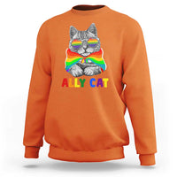 Ally Cat with Pride Cape Sweatshirt Rainbow LGBTQ+ Support