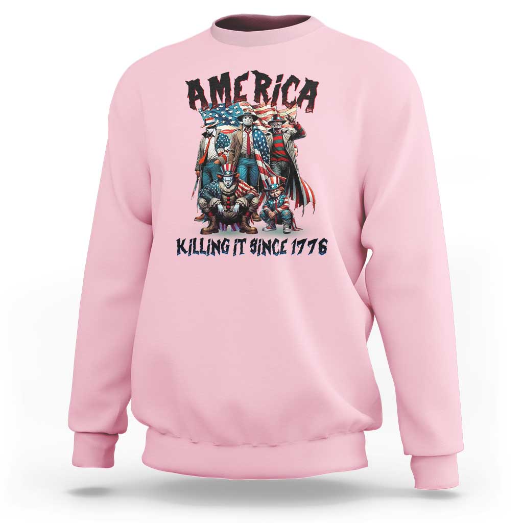 Patriotic Horror Mashup Sweatshirt America Killing It Since 1776