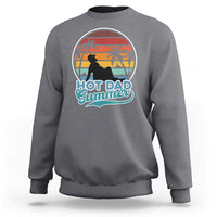 Men's charcoal gray sweatshirt with 'Hot Dad Summer' beach graphic on front
