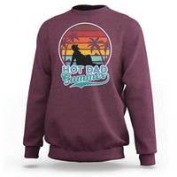 Men's maroon sweatshirt with 'Hot Dad Summer' beach graphic on front