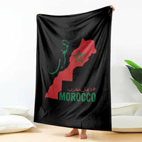 Morocco Map Dima Maghrib with Arabic Calligraphy Throw Blanket Maghreb Traditional Moroccan Roots Graphic