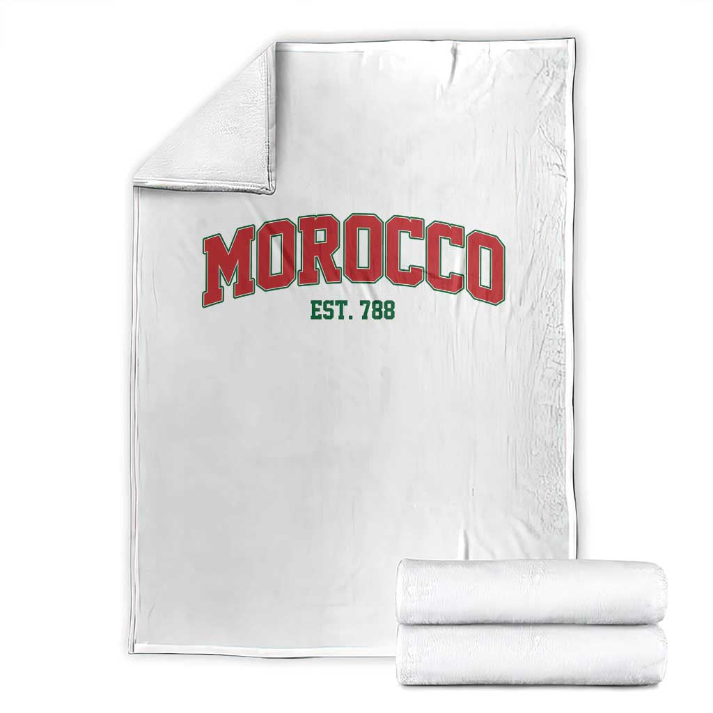 Vintage Morocco Varsity Collegiate Style Throw Blanket Established 788 Moroccan History