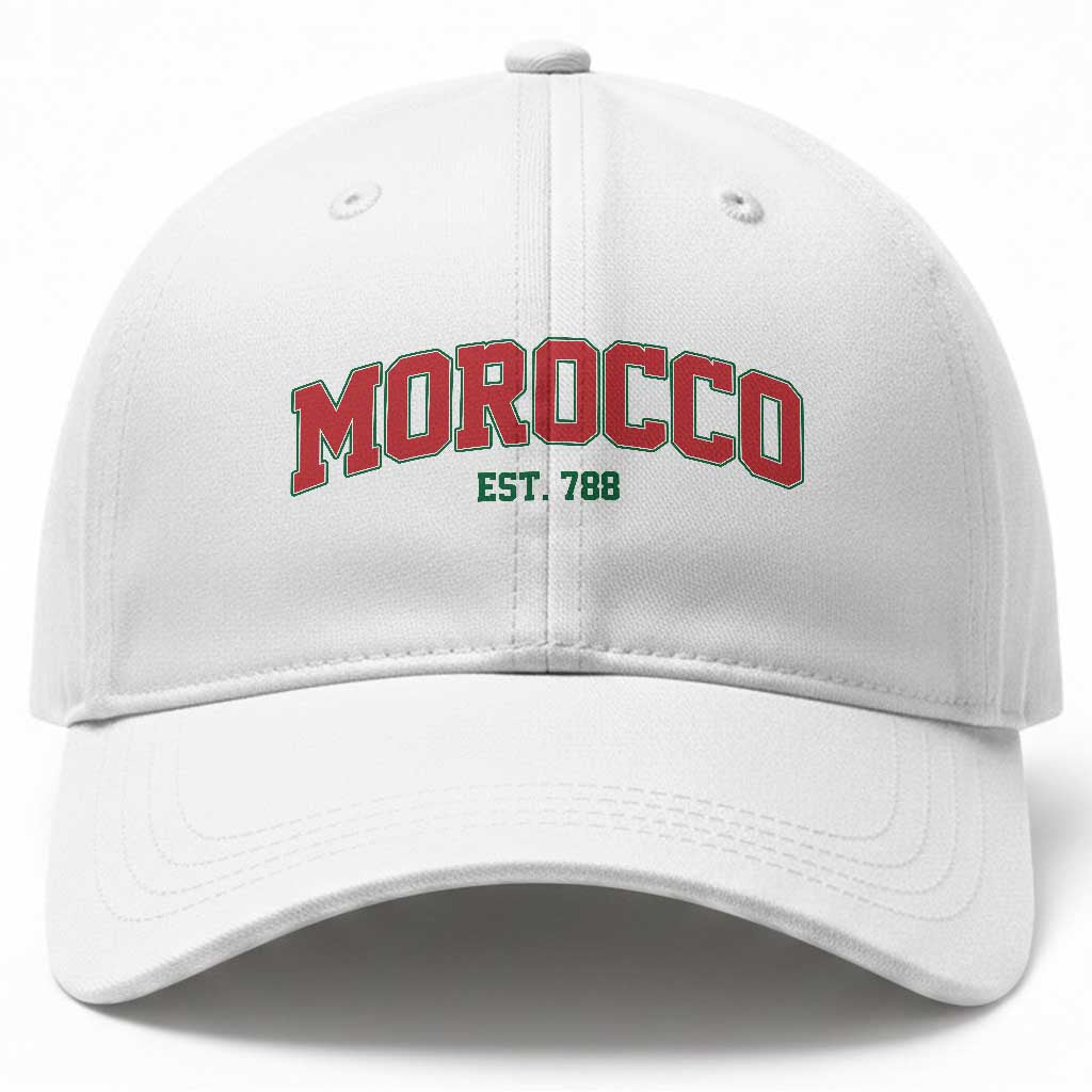 Vintage Morocco Varsity Collegiate Style Baseball Cap Established 788 Moroccan History TS02