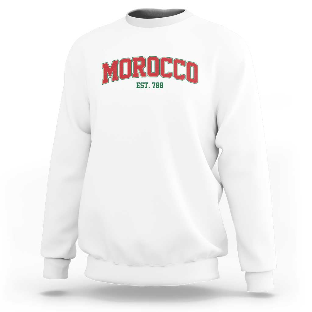 Vintage Morocco Varsity Collegiate Style Sweatshirt Established 788 Moroccan History
