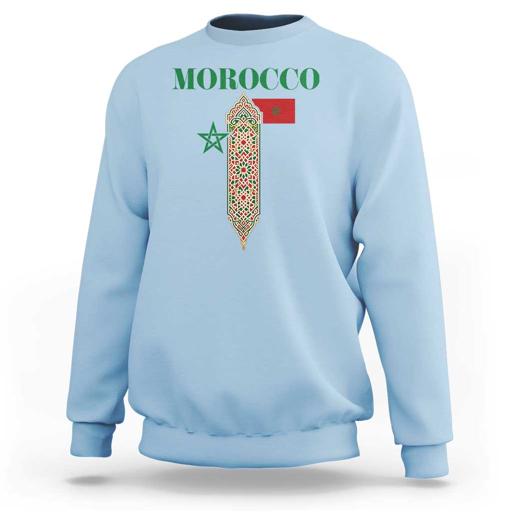 Traditional Moroccan Mosaic Archway Graphic Sweatshirt Morocco Architecture Tile Pattern