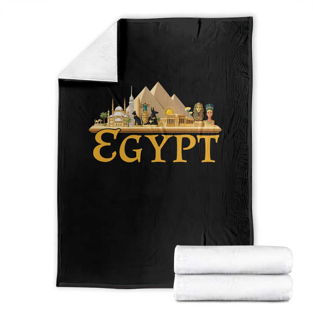 Ancient Egypt Pyramids Sphinx Graphic Throw Blanket Vintage Egypt Anubis History Buff Travel Souvenir