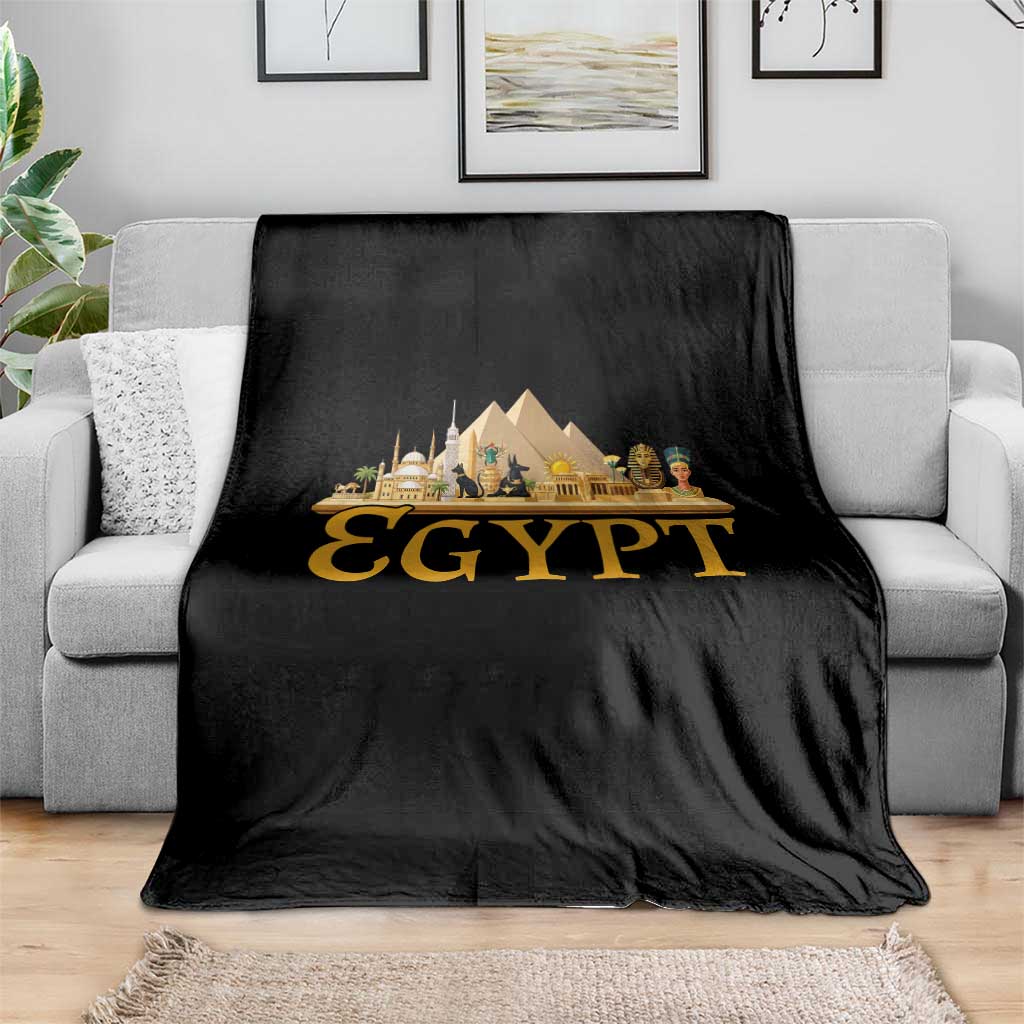 Ancient Egypt Pyramids Sphinx Graphic Throw Blanket Vintage Egypt Anubis History Buff Travel Souvenir