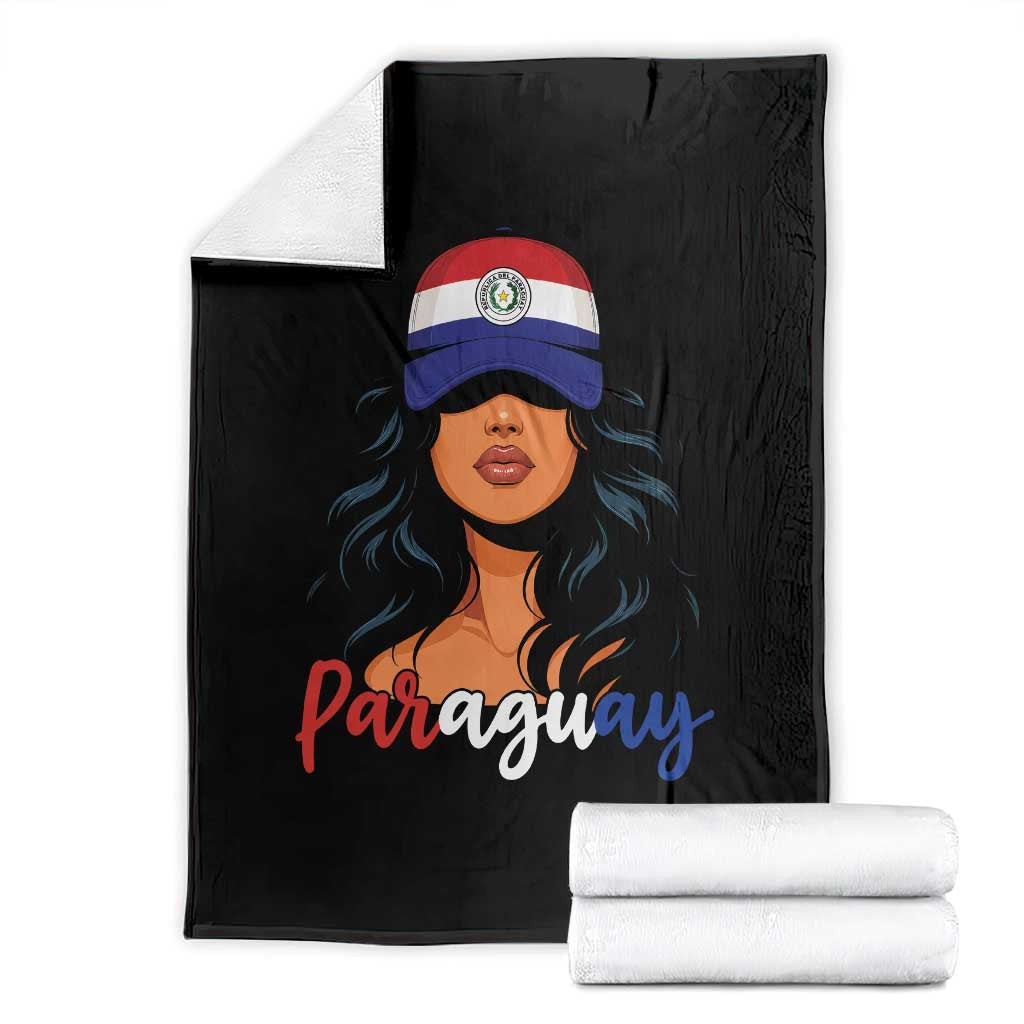 Proud Paraguayan Woman Melanin Curls Afro Latina Throw Blanket Paraguay Flag Roots Hispanic Heritage Pride