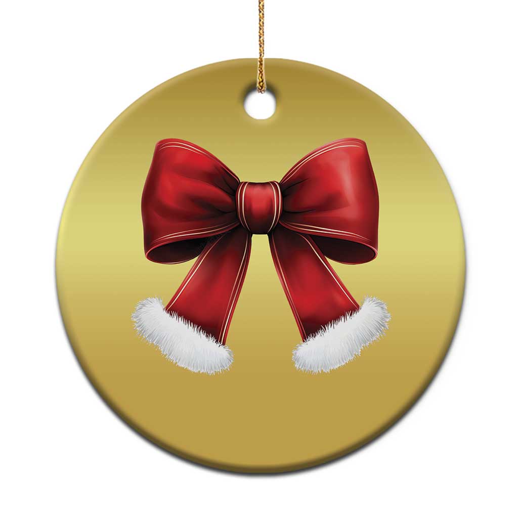 Red Coquette Bow Santa Retro Xmas Vibe Christmas Ornament - Wonder Print Shop