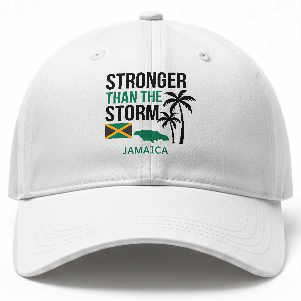 Stronger Than The Storm Jamaica Baseball Cap Resilience and Hope Hurricane Awareness