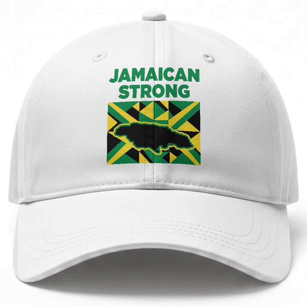 Jamaican Strong Resilience Geometric Flag Baseball Cap Abstract Island Map and Heritage