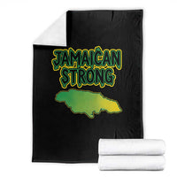 Jamaican Strong Resilience Graphic Throw Blanket Caribbean Island Map Silhouette