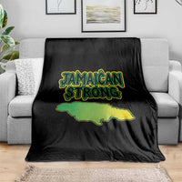 Jamaican Strong Resilience Graphic Throw Blanket Caribbean Island Map Silhouette