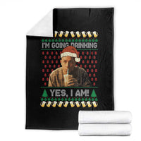 Funny Ed Gein Drinking Wine Throw Blanket Im Going Drinking Yes I Am Christmas Meme - Wonder Print Shop