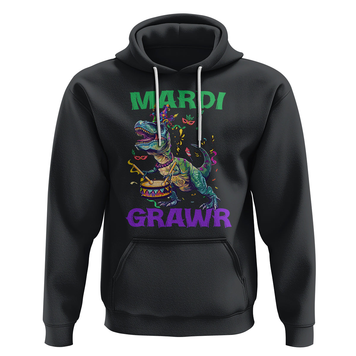 Funny Mardi Gras Dinosaur Hoodie Mardi Grawr Rex - Wonder Print Shop