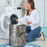 Hunting Rifle Laundry Basket Grunge Wilderness Marsh Scene with Rustic Outdoor