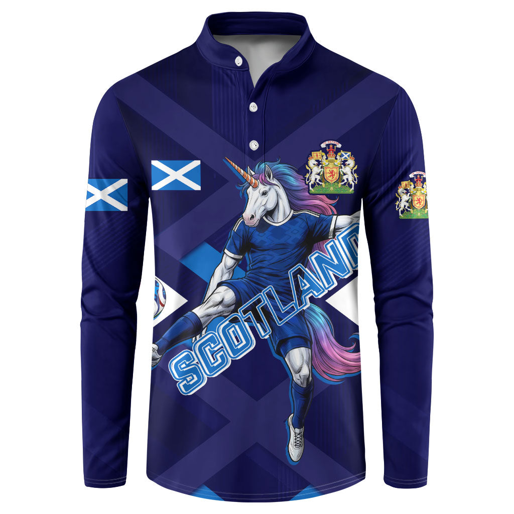 Personalized Scotland Unicorn Football Button Sweatshirt Scottish National Soccer Team - St Andrew's Cross - Vibrant Fantasy Mascot