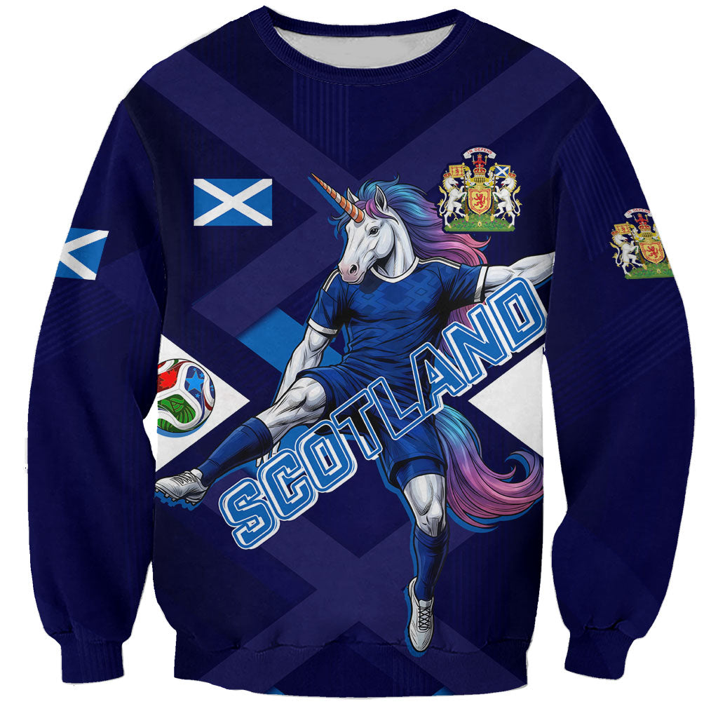 Personalized Scotland Unicorn Football Sweatshirt Scottish National Soccer Team - St Andrew's Cross - Vibrant Fantasy Mascot
