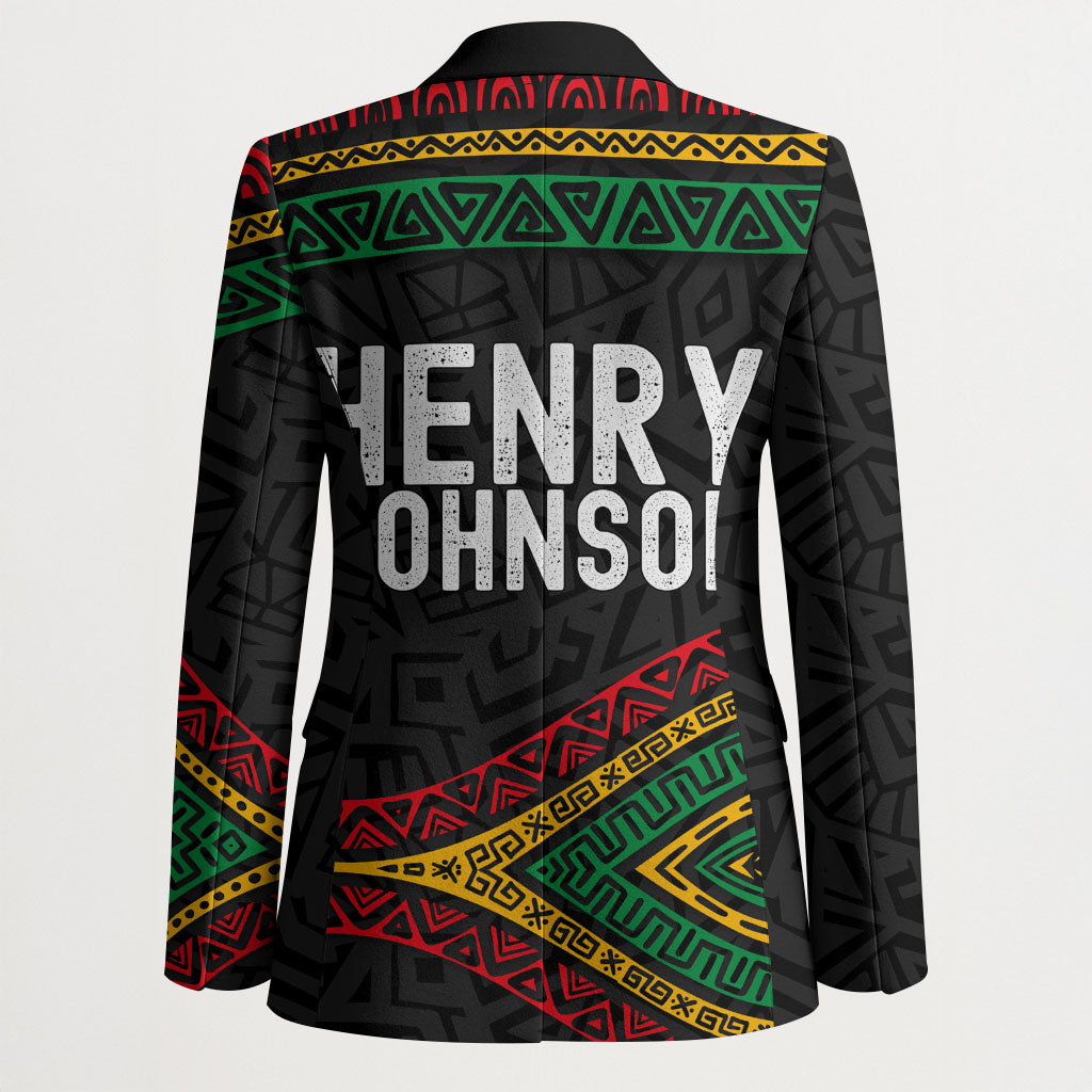 Henry Johnson Black History Month Blazer Pan African Colors Tribal Geometric Pattern