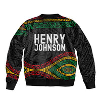 Henry Johnson Black History Month Bomber Jacket Pan African Colors Tribal Geometric Pattern