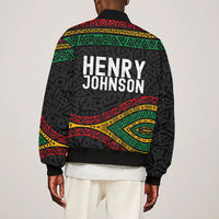 Henry Johnson Black History Month Bomber Jacket Pan African Colors Tribal Geometric Pattern