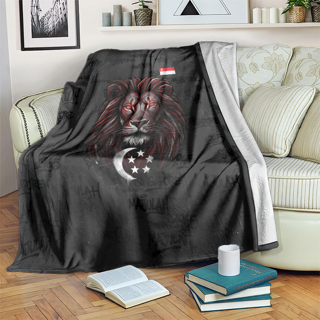 Singapore National Flag Day Blanket Lion Tiger Coat Of Arms Grunge Graffiti
