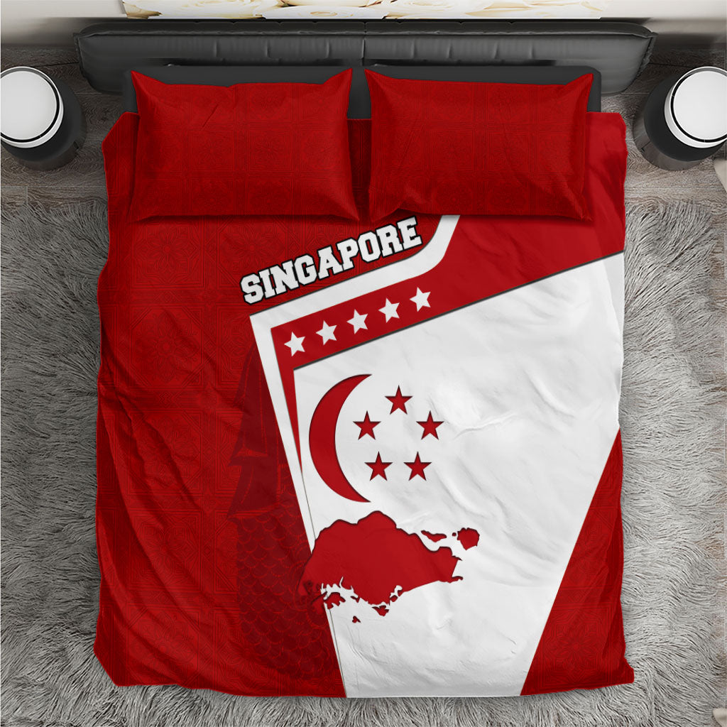 Singapore Merlion Bedding Set National Flag Day Patriotic Crescent Moon And Stars