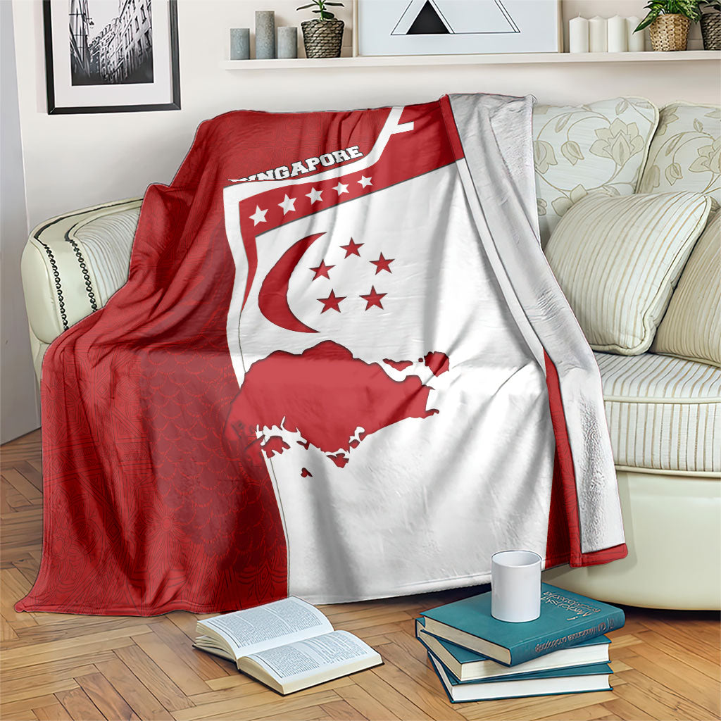 Singapore Merlion Blanket National Flag Day Patriotic Crescent Moon And Stars