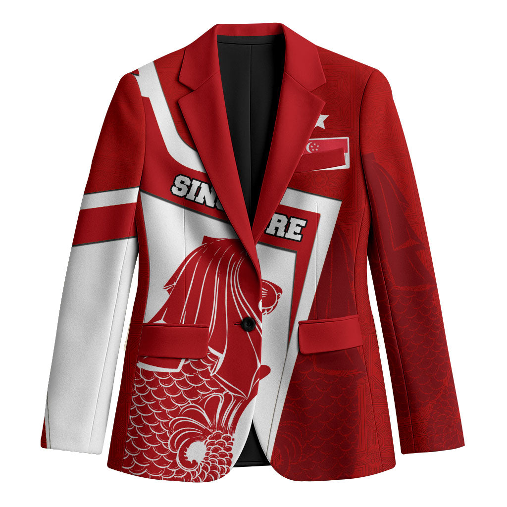 Singapore Merlion Blazer National Flag Day Patriotic Crescent Moon And Stars