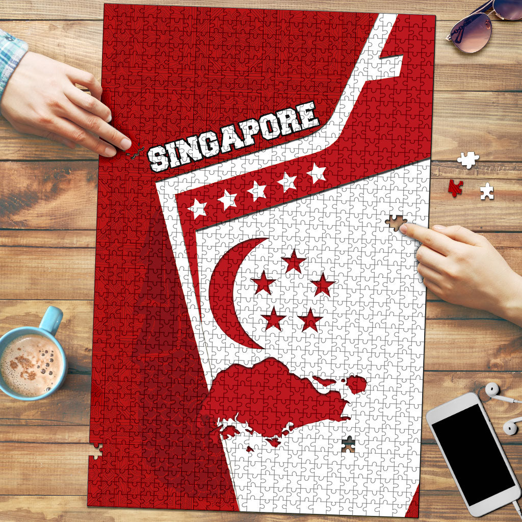 Singapore Merlion Puzzle National Flag Day Patriotic Crescent Moon And Stars
