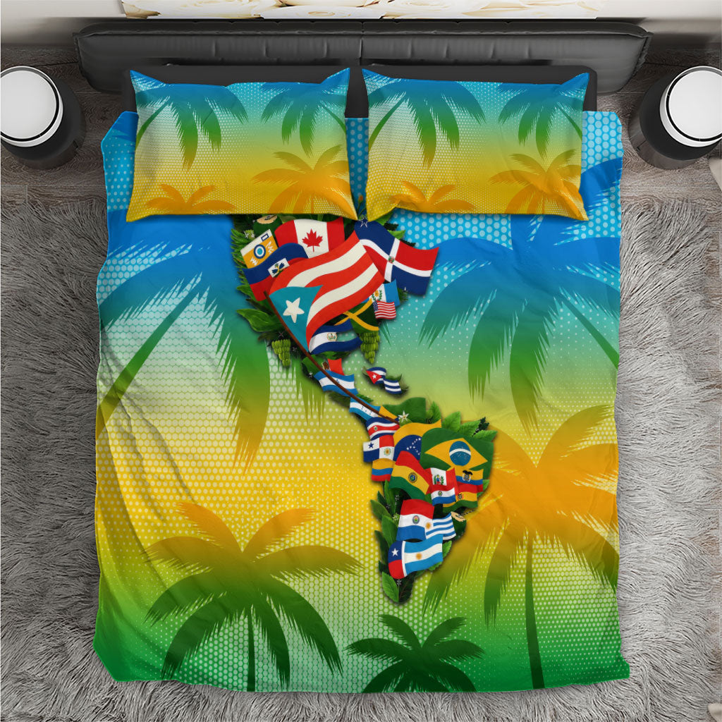 Caribbean-American Heritage Month Bedding Set Colorful Caribbean & Latin American Flag Map
