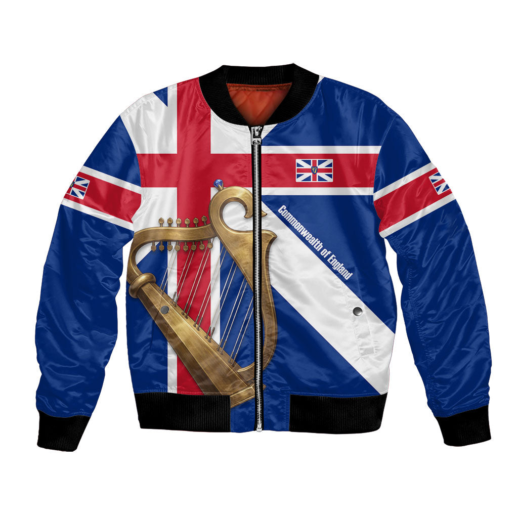 Commonwealth Of England Flag Golden Harp Bomber Jacket Historical British Heritage