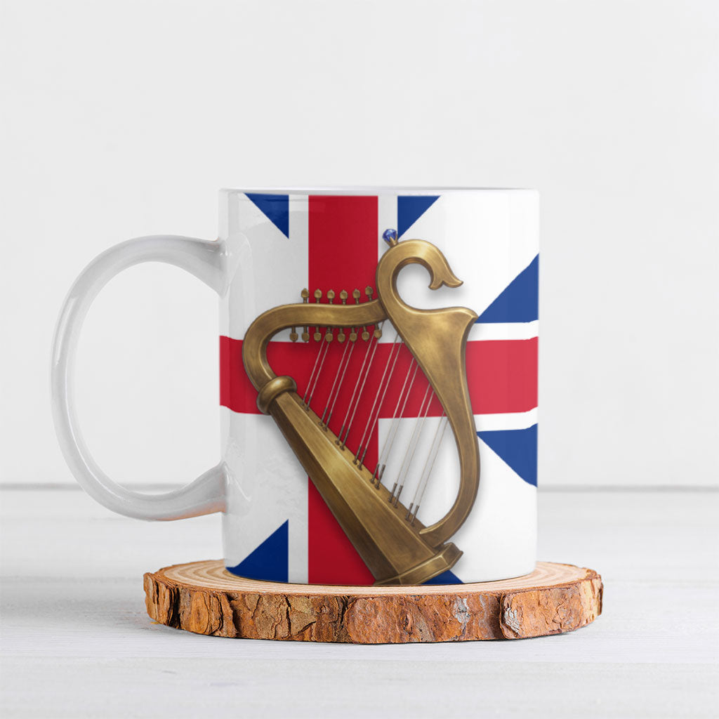Commonwealth Of England Flag Golden Harp Ceramic Mug Historical British Heritage