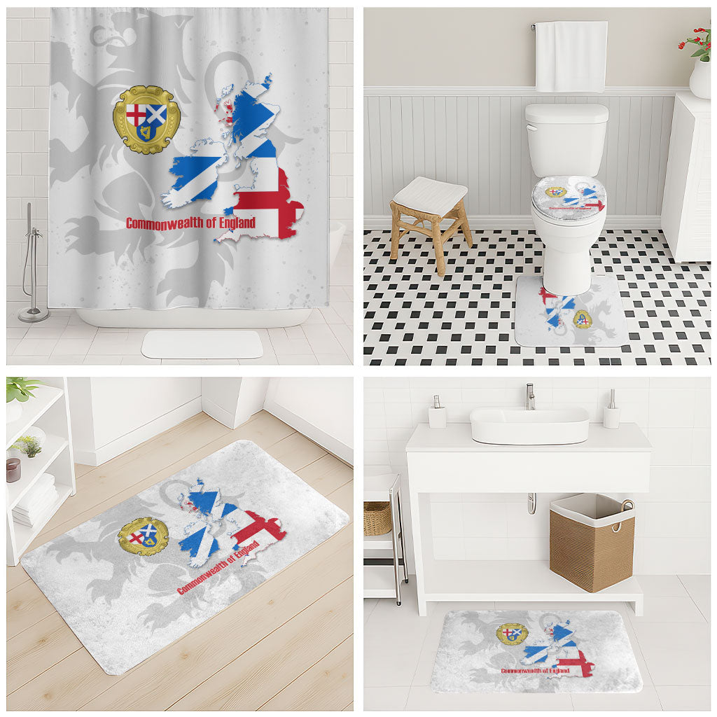 Commonwealth Of England Map Bathroom Set Historical British Isles Flag Silhouette