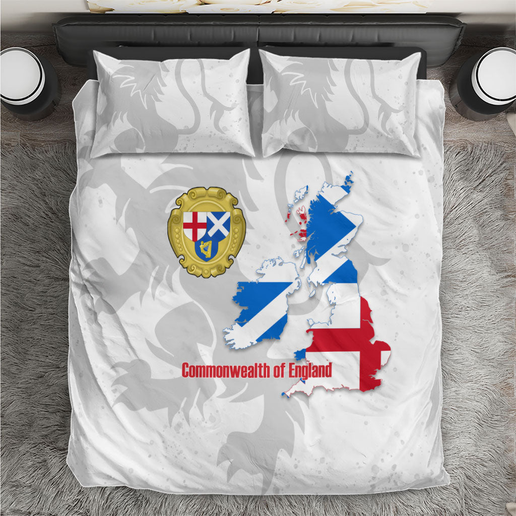 Commonwealth Of England Map Bedding Set Historical British Isles Flag Silhouette