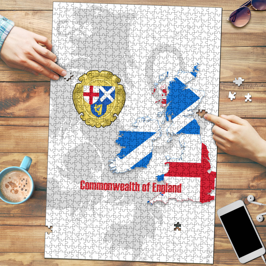Commonwealth Of England Map Puzzle Historical British Isles Flag Silhouette
