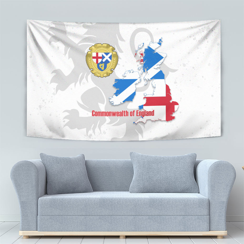 Commonwealth Of England Map Tapestry Historical British Isles Flag Silhouette