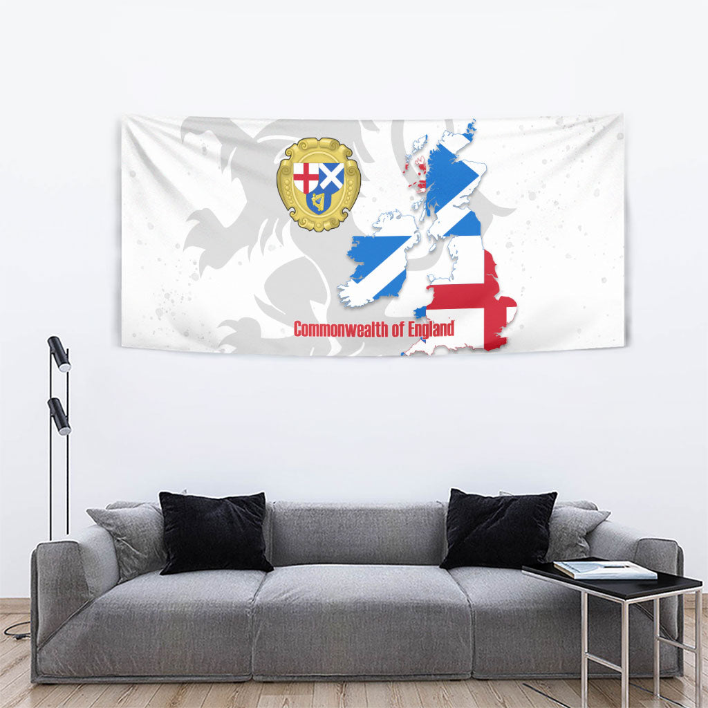 Commonwealth Of England Map Tapestry Historical British Isles Flag Silhouette