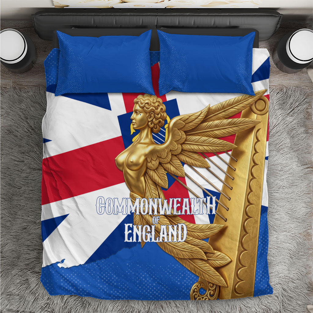 Commonwealth Of England Flag Golden Angel Bedding Set Historical British Heritage Winged Figure