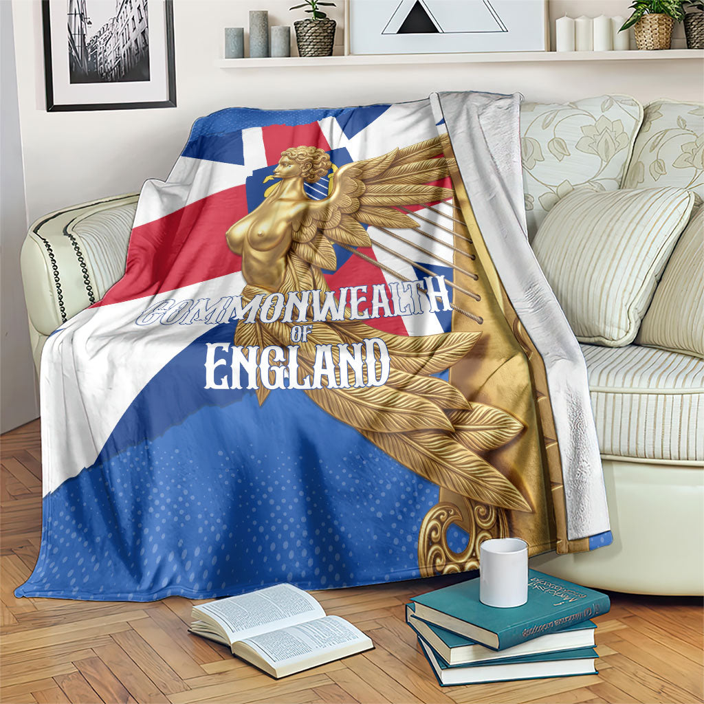 Commonwealth Of England Flag Golden Angel Blanket Historical British Heritage Winged Figure