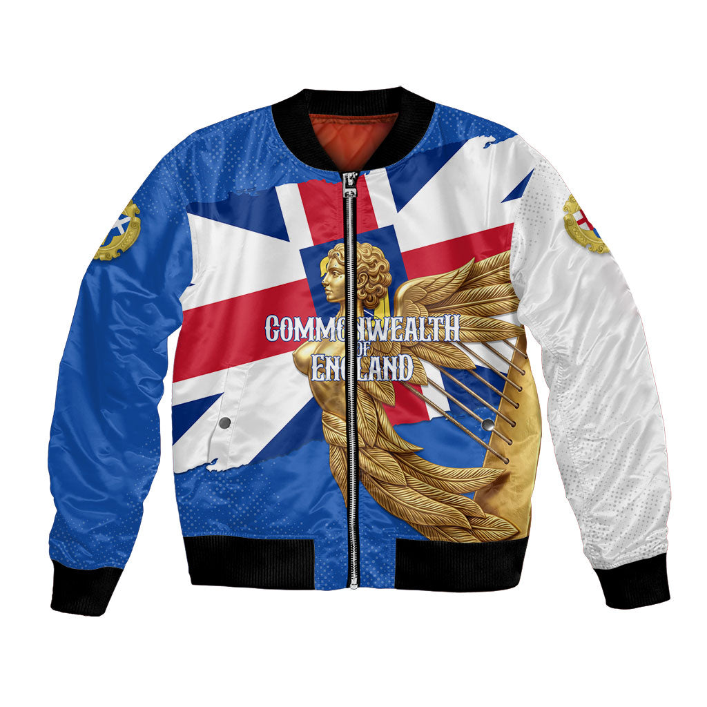 Commonwealth Of England Flag Golden Angel Bomber Jacket Historical British Heritage Winged Figure