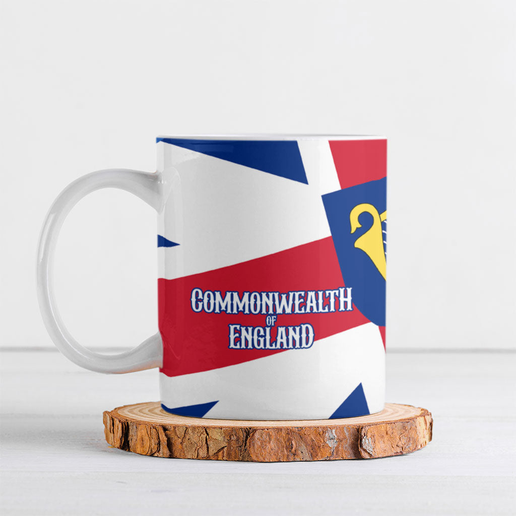 Commonwealth Of England Flag Golden Angel Ceramic Mug Historical British Heritage Winged Figure
