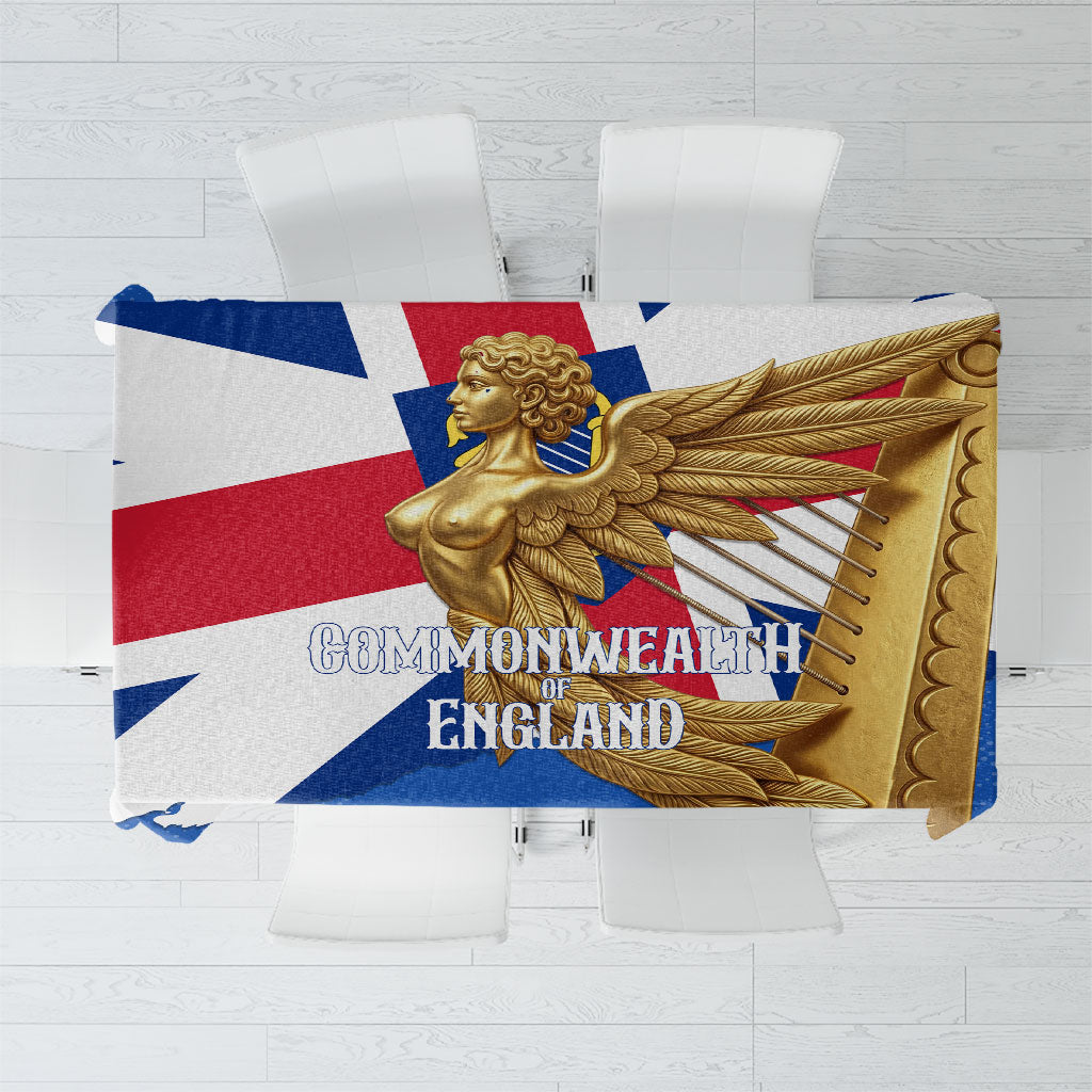 Commonwealth Of England Flag Golden Angel Tablecloth Historical British Heritage Winged Figure