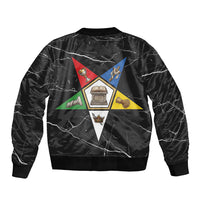 OES Order Of The Eastern Star Bomber Jacket Five Pointed Star Emblem On Black Marble Texture
