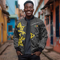 OES Order Of The Eastern Star Bomber Jacket Five Pointed Star Emblem On Black Marble Texture